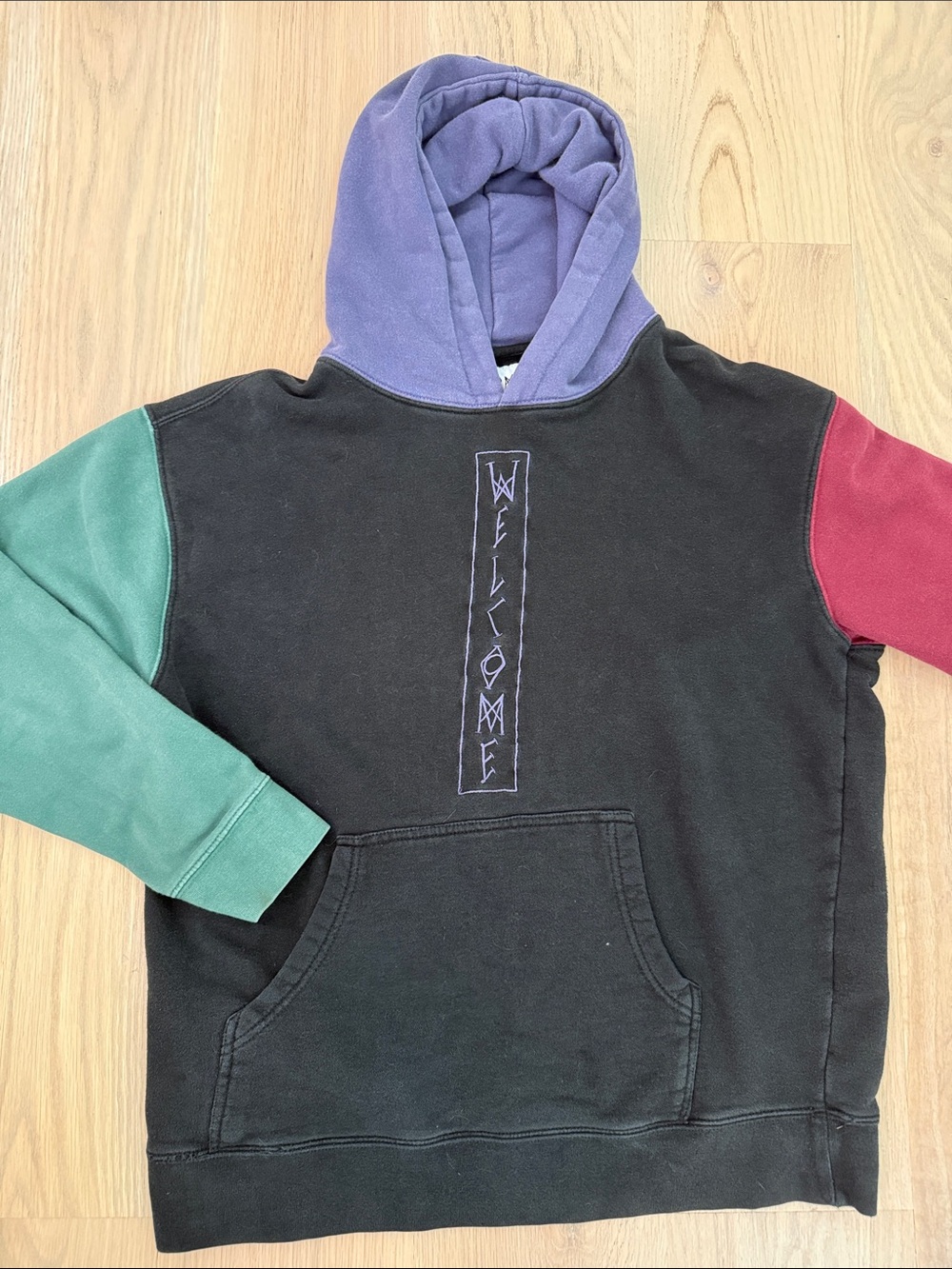 Welcome Skateboards Colorblock Logo Pullover Hoodie Mens Large